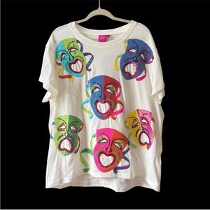 QUEEN OF SPARKLES White T-Shirt with Yellow Detail